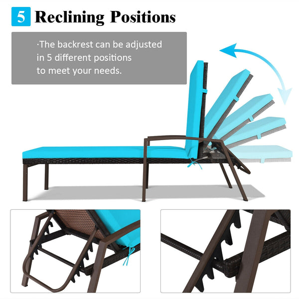 Sturdy steel construction for sturdiness and long lifespan<br>Durable and weather-resistant rattan is suitable for outdoor use<br>Backrest with 5 adjustable positions for an optimal experience<br>Handles on both sides offer extra support to your arms<br>M