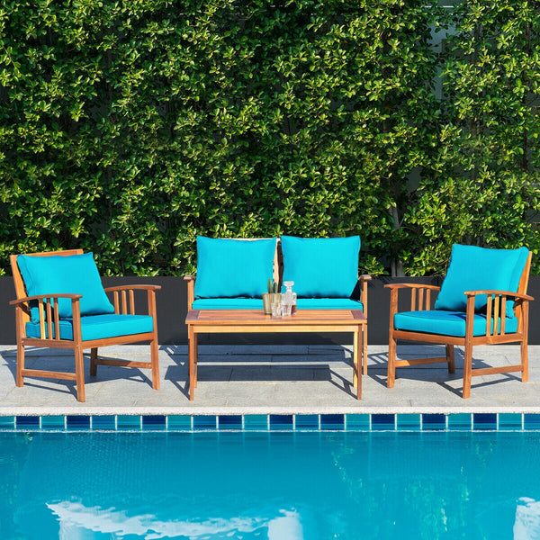 The solid and hardwood frame adds sturdiness to the set Not easy to deform and crack of the frame Painted with clear varnish and beauty can be kept for a long time Rearranged in various ways to meet your different needs Thick and soft cushions will provid