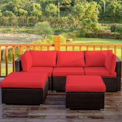 Sturdy steel structure provides strong stability and large bearing capacity<br>Durable and weather-resistant PE rattan provides a long service life<br>Lofty sponge padded seat and back cushions for more comfort and relaxation<br>Removable cushion cover wi