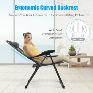 This foldable sling chair is ergonomically designed with an adjustable backrest in seven tilting positions for reading mode  relaxing mode and sleeping mode. Â  Made of steel frame and oxford fabric  this foldable sling chair can hold up to 300 lbs. And t
