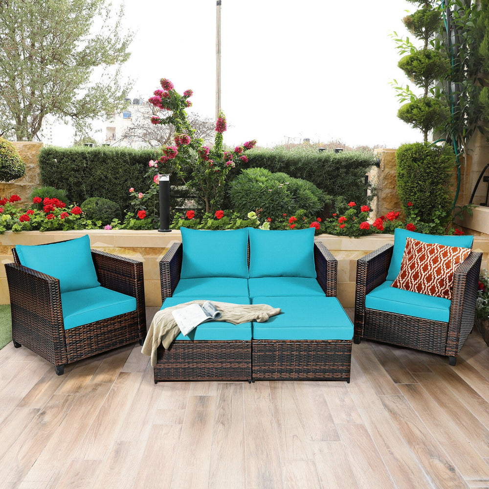 Durable and weather-resistant material can be used for a long time<br>Sturdy frame ensures strong stability and large bearing capacity<br>Removable cushion cover with zipper makes it convenient to clean<br>Soft sponge cushions and pillows provide more com