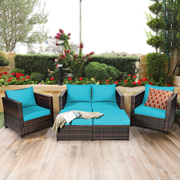 Durable and weather-resistant material can be used for a long time<br>Sturdy frame ensures strong stability and large bearing capacity<br>Removable cushion cover with zipper makes it convenient to clean<br>Soft sponge cushions and pillows provide more com