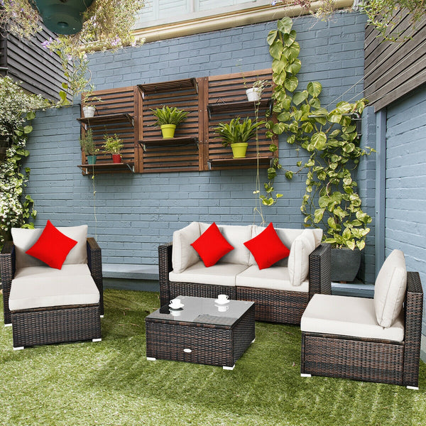 Durable rattan and sturdy steel materials are used to ensure a long lifespan <br>Thick and soft cushions for comfortable (pillows not included) <br>Removable and washable cushion cover with zipper <br>Free and flexible combination to meet your different n