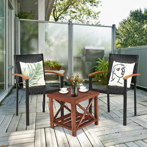 Dive into a rollicking good time with this patio rattan chairs! Â  The patio chairs come with mix-brown rattan weaving and rust-proof galvanized steel outline that hand over trendy outdoor collections with lasting quality. The stackable feature makes stor