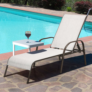 Don't leave the lounge chairs outside in raining days for prolonging its' using life <br>Made of Sun-proof and breathable fabric for long-lasting use <br>Powder coated steel frame provides sturdy support <br>Thick legs and anti-slip pads provide extra sta