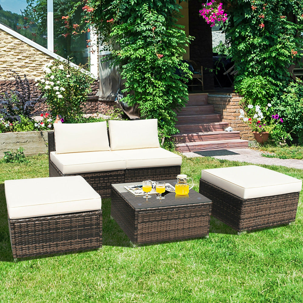 Power coated and solid steel frame adds sturdiness of the set<br>Tight and hand-woven rattan to withstand the change of weather<br>Exquisite table has a removable glass which is easy to clean<br>Aluminum feet at bottom protect bottom rattan and prevent sl