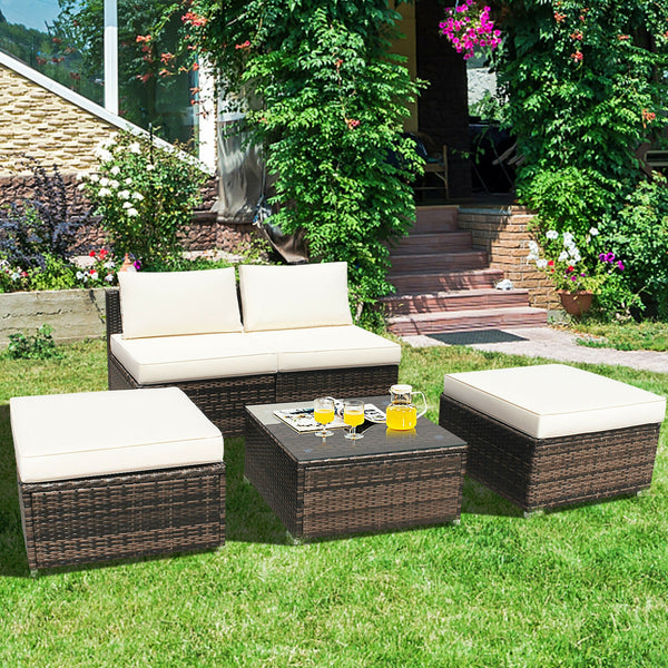 Power coated and solid steel frame adds sturdiness of the set<br>Tight and hand-woven rattan to withstand the change of weather<br>Exquisite table has a removable glass which is easy to clean<br>Aluminum feet at bottom protect bottom rattan and prevent sl