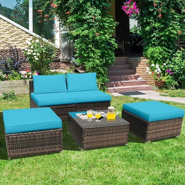 Power coated and solid steel frame adds sturdiness of the set<br>Tight and hand-woven rattan to withstand the change of weather<br>Exquisite table has a removable glass which is easy to clean<br>Aluminum feet at bottom protect bottom rattan and prevent sl