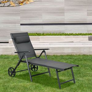 This patio lounge chair will offer you a comfortable using experience. Â  7 adjustable backrest positions are provided for you to choose  so you can do whatever you want on the lounge chair. And the anti-rust aluminum frame with sturdy triangle structure 