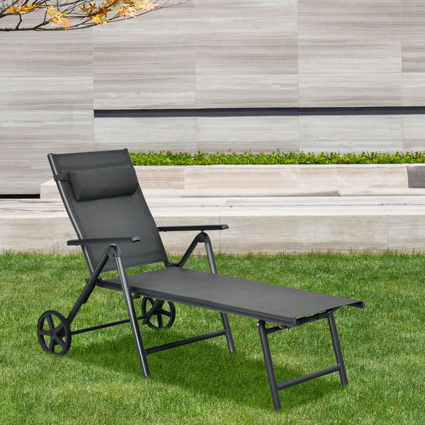 This patio lounge chair will offer you a comfortable using experience. Â  7 adjustable backrest positions are provided for you to choose  so you can do whatever you want on the lounge chair. And the anti-rust aluminum frame with sturdy triangle structure 