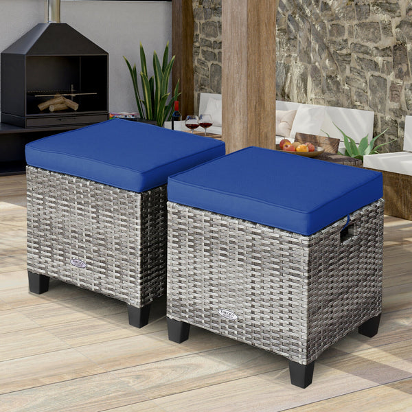 Â Can be used as additional seats with comfortable seat cushions<br>Â Ropes for keeping seat cushions with ottomans tightly<br>Â Serves as footstools for combining with other outdoor furniture<br>Â Waterproof and removable cushion covers for easy maintena