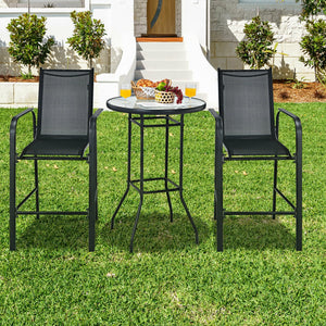 High quality tempered glass tabletop is studier and safer to use Water-wave surface adds a touch of elegance to your outdoors Breathable fabric for cool sitting experience even in the hot summer Brings ultimate comfort with comfortable armrests and footre