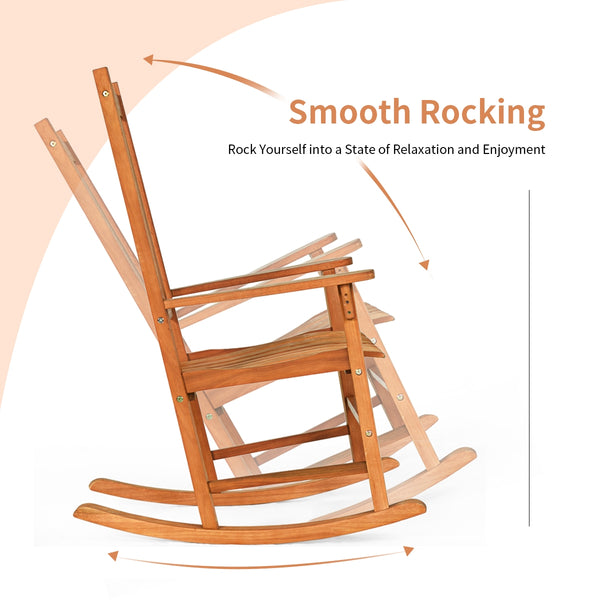 This eucalyptus rocking chair set is perfect for the patio  backyard  porch  garden or beach area. Â  This rocking chair set includes two wood rocking chairs and a coffee table  available for 2 people to relax. The wide backrest with wide batten and ergon