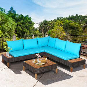 With comfy cushions  large seats  practical coffee table and 2 handy side tables  this outdoor conversation not only provides ultimate coziness for sitting  but also brings large space for accommodating different items. Â  What's more  the solid acacia wo