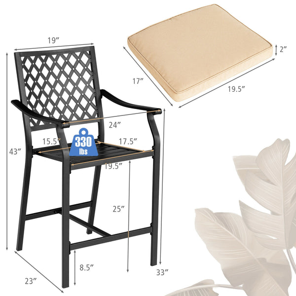 43" height fits well to most bar tables<br>Suitable for poolside  backyard  garden  and so on<br>Comfortable to sit with cozy backrest  armrests  and footrest<br>The soft cushion provides softness and coziness for you<br>Fix straps effectively avoid cushi