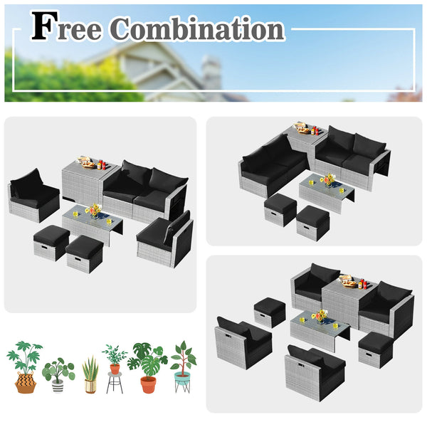 The full set comes in 4 separate packages  which might not arrive on the same day<br>8-piece seat for more creative combinations<br>Fetch different belongings with ease because of the practical coffee table<br>Sturdier and safer to use with high quality t