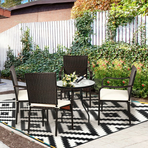 These stacking chairs are a great addition to different outdoor places  such as poolside  garden  backyard and patio  etc. Â  Are you bothered to find a comfortable outdoor furniture set? These set of 4 outdoor rattan dining chairs are the perfect solutio
