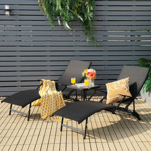 If you want to enjoy a lazy afternoon on your beautiful outdoors  these comfortable outdoor chaise lounge chairs are ready to be used! Â  The lightweight design allows you to carry these outdoor recliners to the desired places easier. What's more  the 5-p