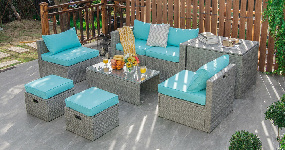 The full set comes in 4 separate packages  which might not arrive on the same day<br>8-piece seat for more creative combinations<br>Fetch different belongings with ease because of the practical coffee table<br>Sturdier and safer to use with high quality t