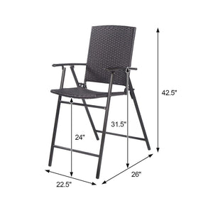 This 4-piece set of folding rattan chairs is ideal for your family/friends gathering  party  outdoor camping and other gathering activities. Â  With steel frames  these rattan chairs are high quality and can serve you a long time. Footrest and armrest mak