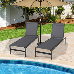 Lightweight and rustproof aluminium frame can stand the test of time<br>Premium fabric is quick-drying  breathable and durable<br>6-position adjustable recliner allows you to set a desired angle<br>This chaise lounge chair can be used completely flat<br>A