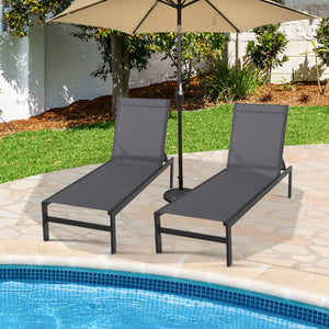 Lightweight and rustproof aluminium frame can stand the test of time<br>Premium fabric is quick-drying  breathable and durable<br>6-position adjustable recliner allows you to set a desired angle<br>This chaise lounge chair can be used completely flat<br>A