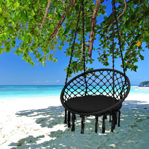 Great ways for indoor or outdoor relaxation with gentle swinging Inclined backrest and soft padded cushion for ultimate comfort Can be hung in 2 ways for different hanging places Included accessories (1 x S-shaped hook  1 x snap hook and 1 x strap) for gr