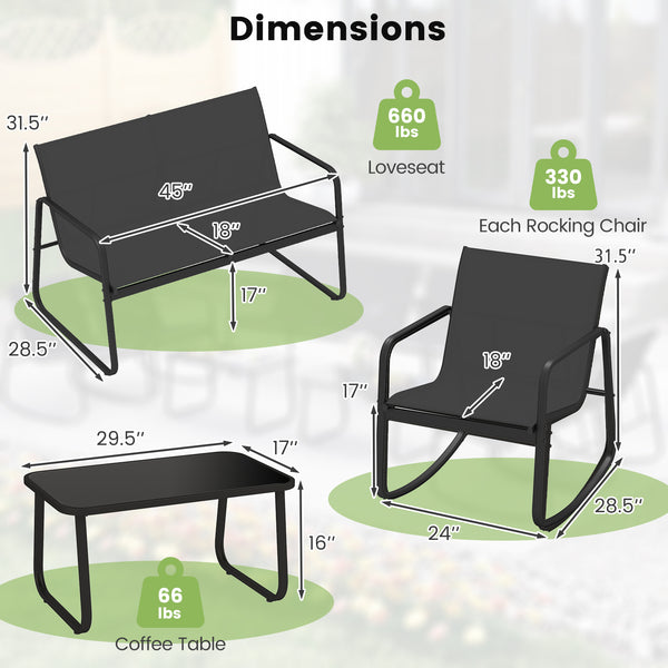 Experience serenity and comfort with our swinging chair<br>20Â° Swinging Angle for a smooth rocking experience<br>Rocking chair include 2 supportive bars for added stability<br>Non-slip pads and adjustable stoppers for secure rocking<br>Tempered glass tab