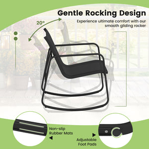 Experience serenity and comfort with our swinging chair<br>20Â° Swinging Angle for a smooth rocking experience<br>Rocking chair include 2 supportive bars for added stability<br>Non-slip pads and adjustable stoppers for secure rocking<br>Tempered glass tab