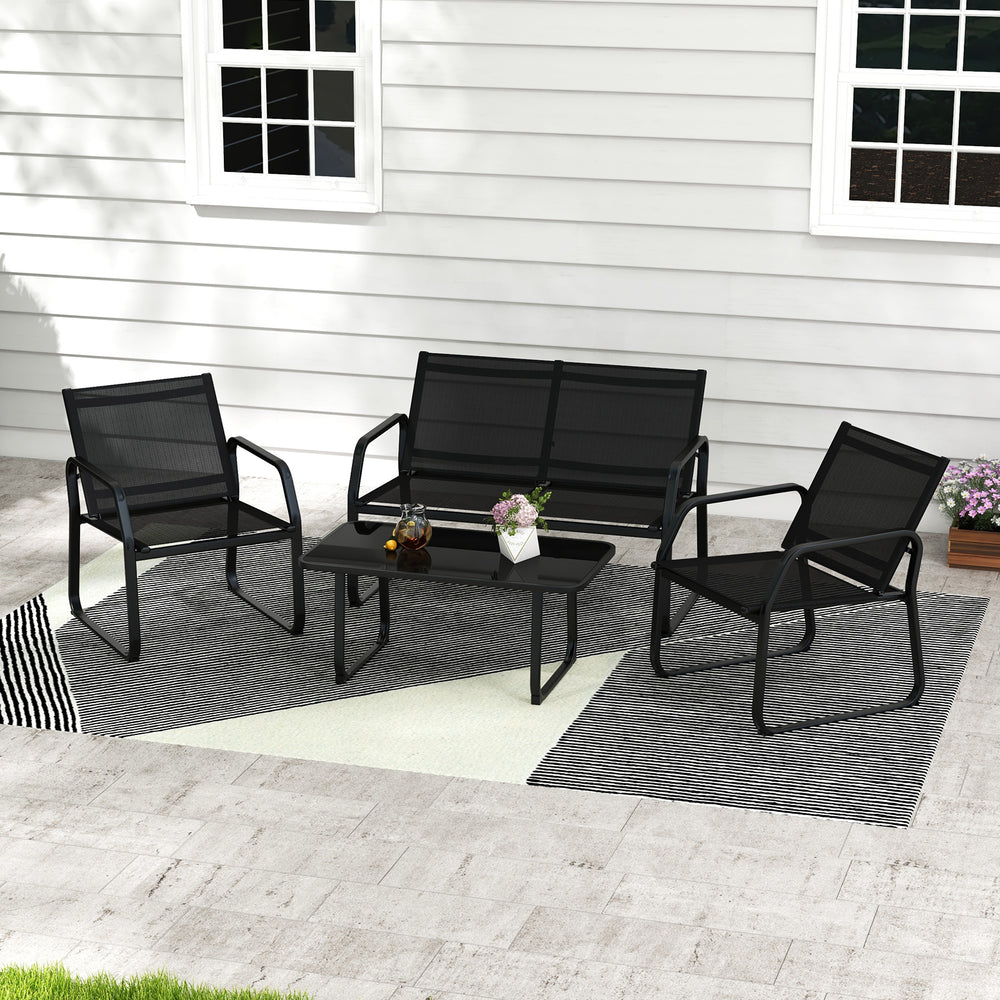 Super sturdy with reinforced metal frame<br>Durable and breathable seat fabric offers you much comfort<br>Ergonomic design with inclined backrest and curved armrests<br>Tempered glass coffee table provides more convenience<br>Modern and elegant appeal sui