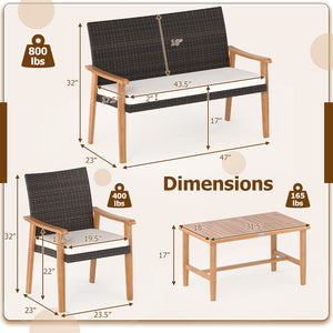 Hand-woven mix brown PE rattan for longevity and elegance<br>Sturdy acacia wood frame also injects a natural touch to your space<br>Heavy-duty metal supports for enhanced stability<br>Rectangular coffee table holds your outdoor essentials for easy access<
