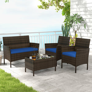 High-grade PE rattan for both elegance and durability<br>Soft seat cushions make chairs more comfortable to sit<br>Ergonomic backrest and armrests make you relaxed<br>Zipper design for easy maintenance of cushion covers<br>Heavy-duty metal frame for high 