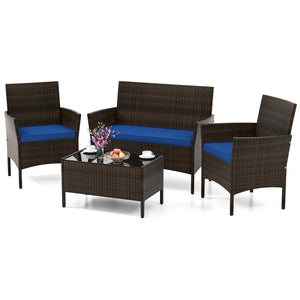 High-grade PE rattan for both elegance and durability<br>Soft seat cushions make chairs more comfortable to sit<br>Ergonomic backrest and armrests make you relaxed<br>Zipper design for easy maintenance of cushion covers<br>Heavy-duty metal frame for high 