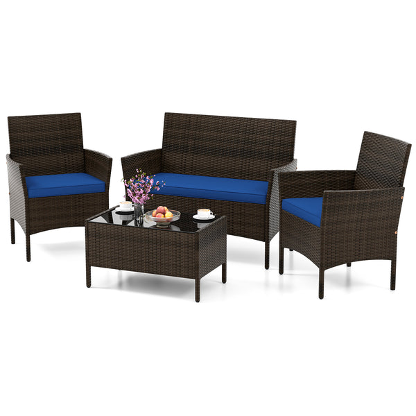 High-grade PE rattan for both elegance and durability<br>Soft seat cushions make chairs more comfortable to sit<br>Ergonomic backrest and armrests make you relaxed<br>Zipper design for easy maintenance of cushion covers<br>Heavy-duty metal frame for high 