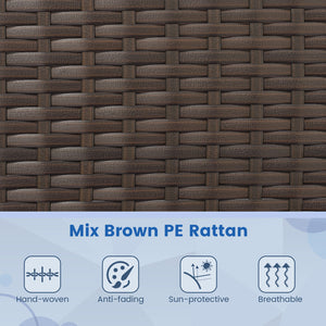 High-grade PE rattan for both elegance and durability<br>Soft seat cushions make chairs more comfortable to sit<br>Ergonomic backrest and armrests make you relaxed<br>Zipper design for easy maintenance of cushion covers<br>Heavy-duty metal frame for high 