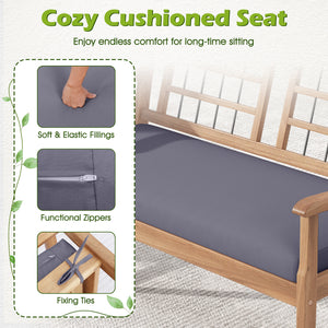 Made of selected acacia wood for strong support and long-time use<br>Comfortable seat cushions make you more relaxed<br>Zippered cushion covers for simple maintenance<br>Fixing ties keep the cushions in place<br>Ergonomic backrest and armrests bring more 