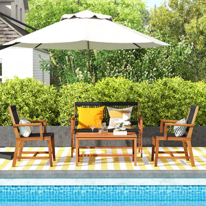 Will be shipped in 2 packages so the arriving time may be different<br>Screw bag for the whole set is in box 1<br>Comfortable to sit with inclined backrest and cozy armrests<br>High-grade acacia wood frame offers strong support<br>Reinforced crossbar for 