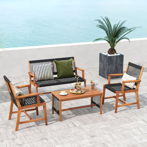 Will be shipped in 2 packages so the arriving time may be different<br>Screw bag for the whole set is in box 1<br>Comfortable to sit with inclined backrest and cozy armrests<br>High-grade acacia wood frame offers strong support<br>Reinforced crossbar for 