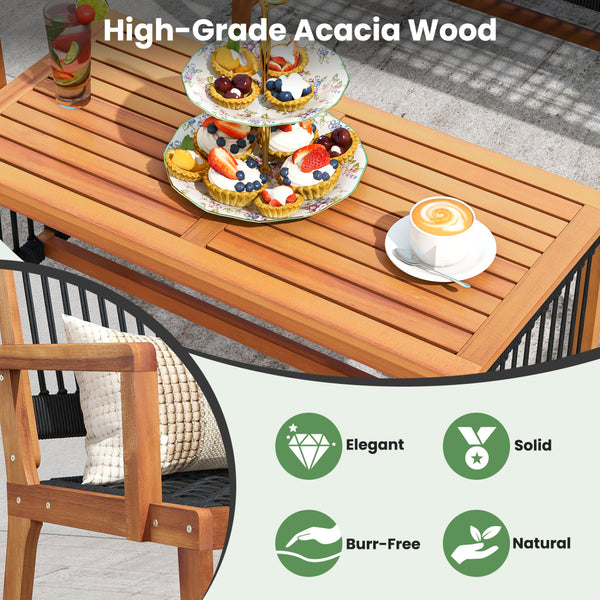 Will be shipped in 2 packages so the arriving time may be different<br>Screw bag for the whole set is in box 1<br>Comfortable to sit with inclined backrest and cozy armrests<br>High-grade acacia wood frame offers strong support<br>Reinforced crossbar for 