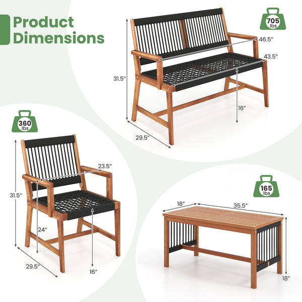 Will be shipped in 2 packages so the arriving time may be different<br>Screw bag for the whole set is in box 1<br>Comfortable to sit with inclined backrest and cozy armrests<br>High-grade acacia wood frame offers strong support<br>Reinforced crossbar for 