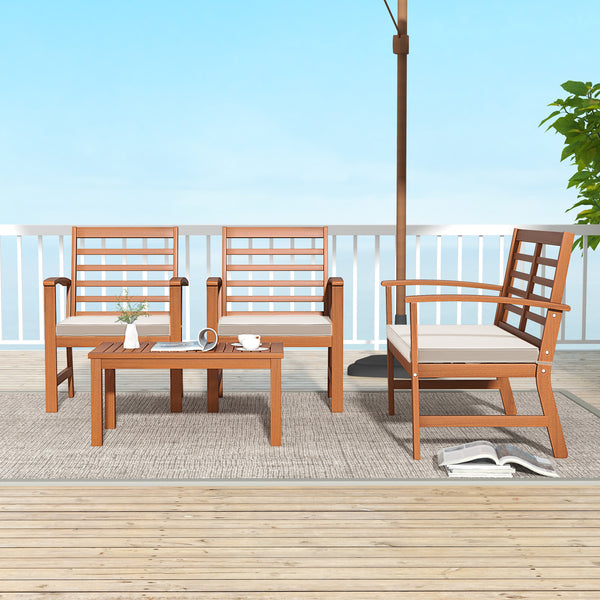 Sturdy acacia wood frame for lasting durability<br>Burr-free finish ensures a smooth and safe touch<br>Detachable cushion covers with practical zippers<br>High-density sponge for ultimate seating comfort<br>Ergonomic design supports and relaxes your body<
