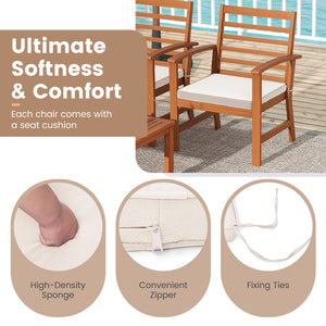 Sturdy acacia wood frame for lasting durability<br>Burr-free finish ensures a smooth and safe touch<br>Detachable cushion covers with practical zippers<br>High-density sponge for ultimate seating comfort<br>Ergonomic design supports and relaxes your body<