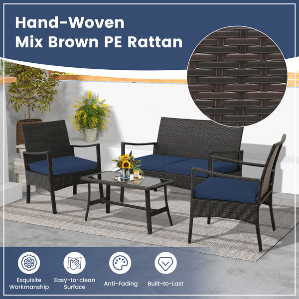 Comfortable seat with curved armrests and backrest<br>Seat cushions with elastic sponge offer much comfort<br>Smooth zippers make it easy to remove and wash the cushion cover<br>Heavy-duty metal frame for high stability<br>Adjustable footpads make table a