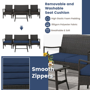Comfortable seat with curved armrests and backrest<br>Seat cushions with elastic sponge offer much comfort<br>Smooth zippers make it easy to remove and wash the cushion cover<br>Heavy-duty metal frame for high stability<br>Adjustable footpads make table a