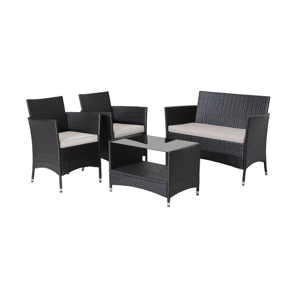 Fit outdoor environment with colorfast hand-woven mix brown PE rattan<br>Rustproof metal frame with sturdy construction for strong stability<br>Soft and thick cushions for a cozy sitting feeling<br>If you wanna clean the cushion covers  just remove them w