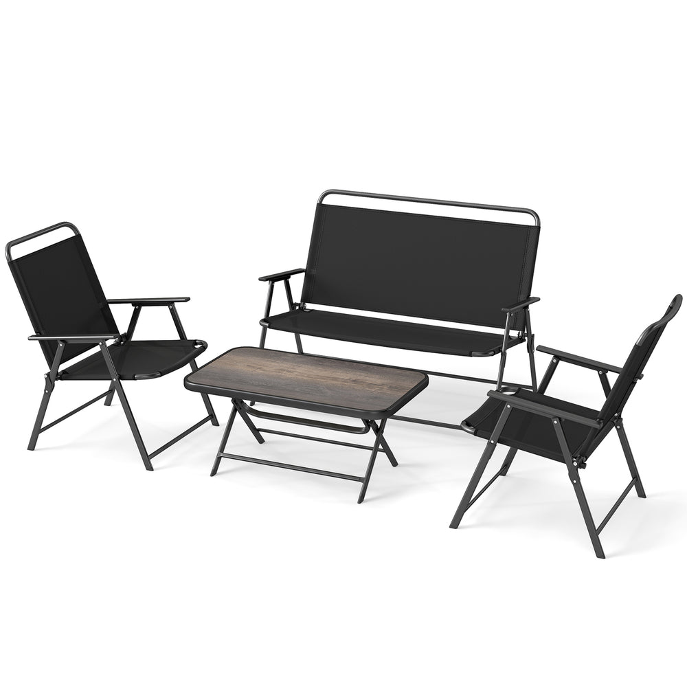 Folding patio set for space-saving design and easy transportation<br>No need to assemble to save your precious time<br>The selected fabric is quick-drying and wear-resistant<br>The fabric also makes you feel breathable<br>More space and more comfort with 