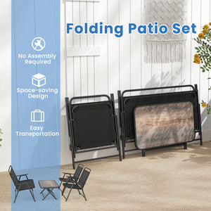 Folding patio set for space-saving design and easy transportation<br>No need to assemble to save your precious time<br>The selected fabric is quick-drying and wear-resistant<br>The fabric also makes you feel breathable<br>More space and more comfort with 