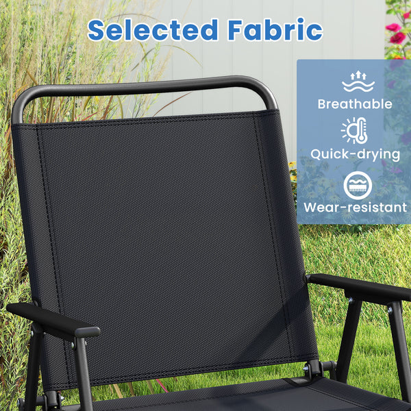 Folding patio set for space-saving design and easy transportation<br>No need to assemble to save your precious time<br>The selected fabric is quick-drying and wear-resistant<br>The fabric also makes you feel breathable<br>More space and more comfort with 