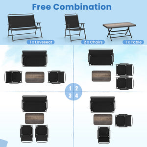 Folding patio set for space-saving design and easy transportation<br>No need to assemble to save your precious time<br>The selected fabric is quick-drying and wear-resistant<br>The fabric also makes you feel breathable<br>More space and more comfort with 