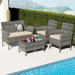 High-grade PE rattan for both elegance and durability<br>Soft seat cushions make chairs more comfortable to sit<br>Ergonomic backrest and armrests make you relaxed<br>Zipper design for easy maintenance of cushion covers<br>Heavy-duty metal frame for high 